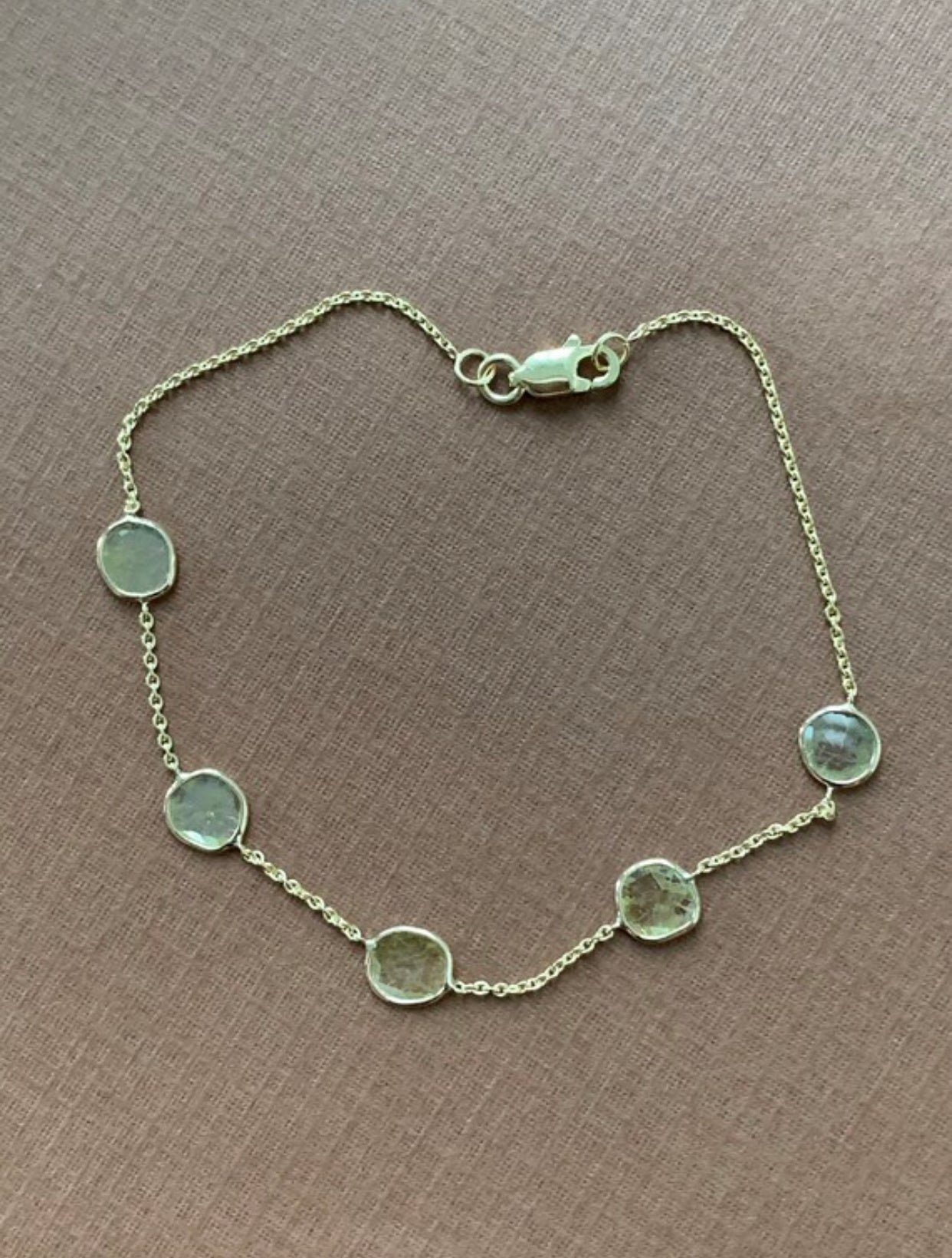 18K Solid Yellow Gold, Natural Diamond Slices Station Bracelet