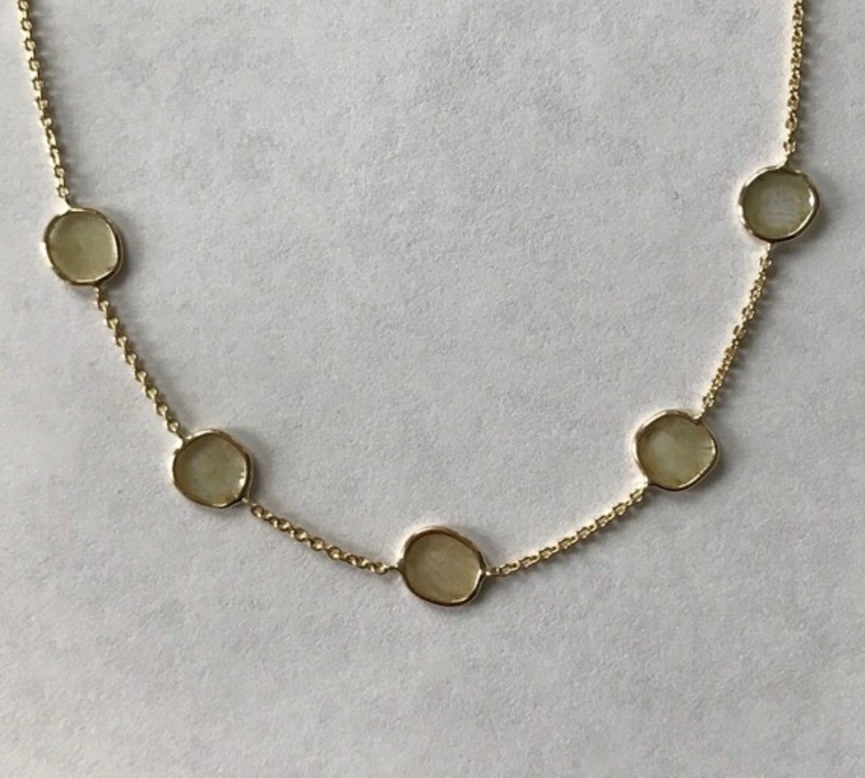 18K Solid Yellow Gold, Natural Diamond Slices Station Bracelet